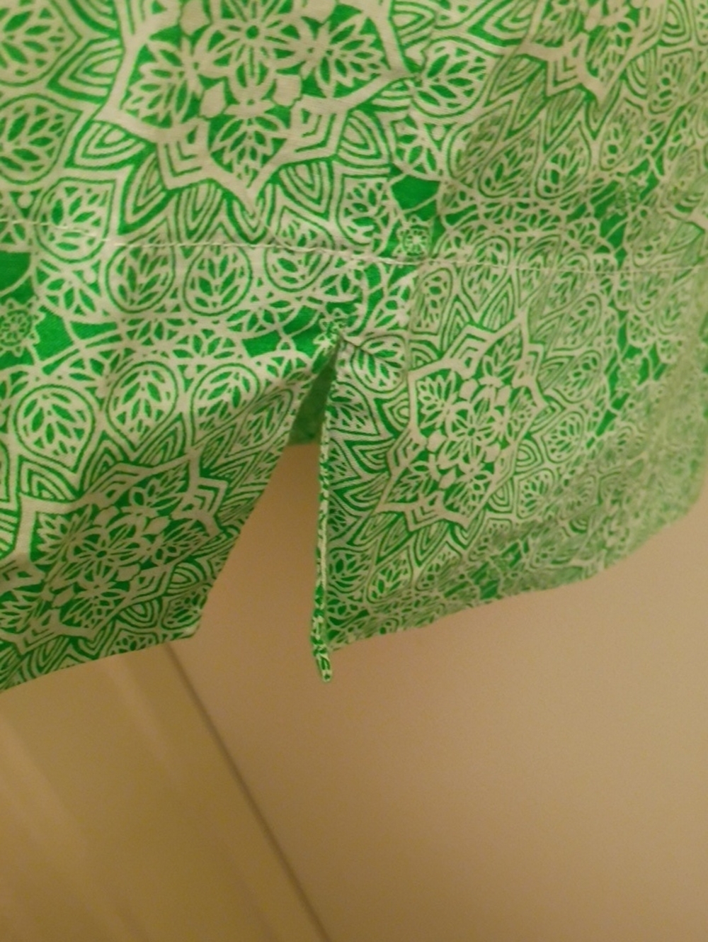 Chadwicks Light Green Printed Short Sleeve Peasant Top - Picture 6 of 7